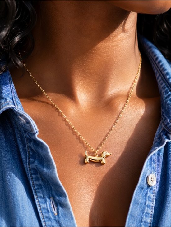 Jewelry - New! 18K Gold Plated Dachshund Dog Necklace NWOT 2007